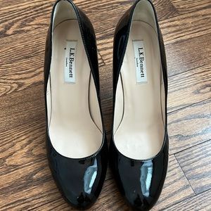 LK Bennett Black Patent heals.